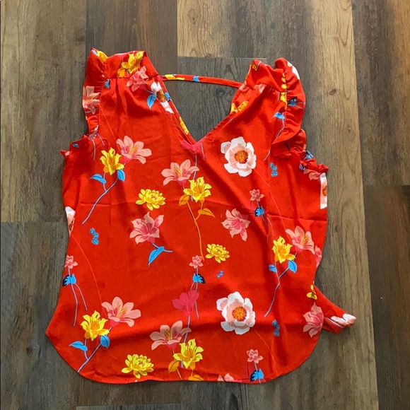 flowery orange tank - Picture 1 of 2